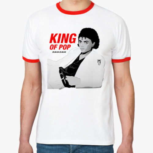 Футболка Ringer-T 'King of pop'