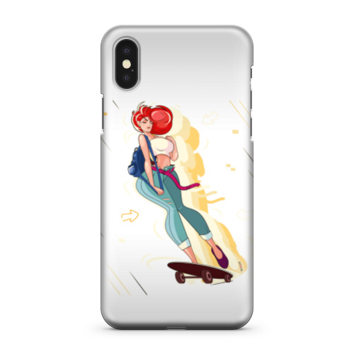 Чехол для iPhone X девушка на скейте