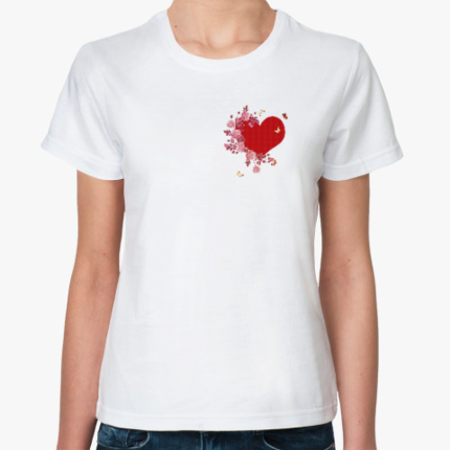 Классическая футболка Сердце с цветами