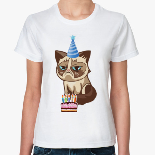 Классическая футболка Угрюмый кот Тард - Grumpy Cat