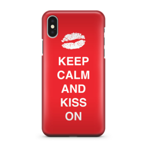 Чехол для iPhone X Keep calm and kiss on