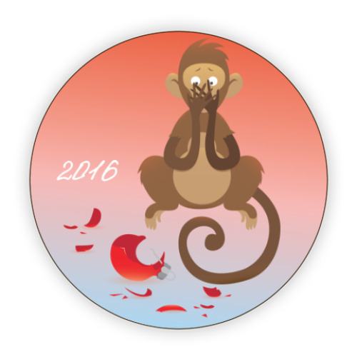 Костер (подставка под кружку) Обезьянка Доброго Нового 2016 года