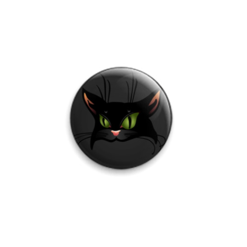 Значок 25мм  Черный кот