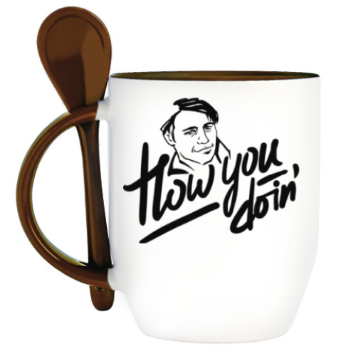 Кружка с ложкой How you doin'? Джо Триббиани