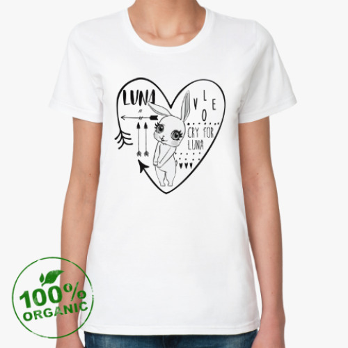 Женская футболка из органик-хлопка Зайка Луна