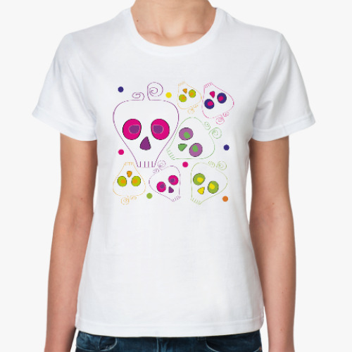 Классическая футболка Цветные черепушки