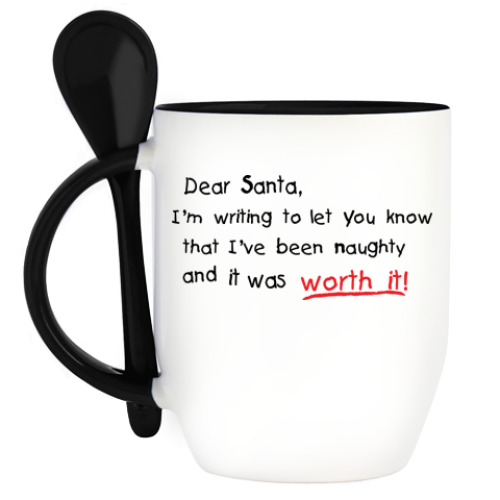 Кружка с ложкой Dear Santa, I've been naughty