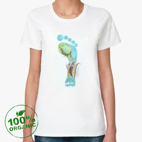 Женская футболка из органик-хлопка Footprints/След на песке