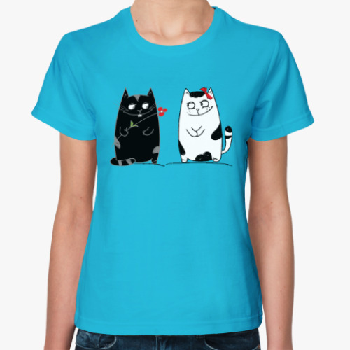 Женская футболка кот и кошка