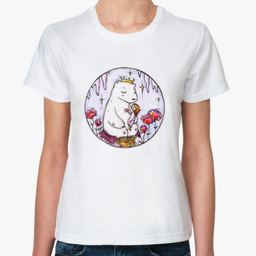 Классическая футболка Полярный медведь и девочка