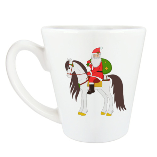Чашка Латте Дед Мороз на лошади