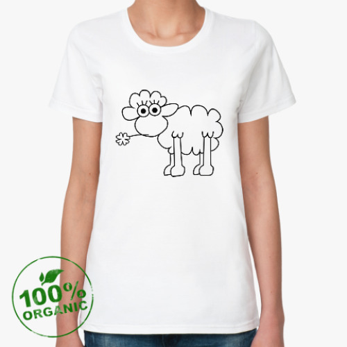 Женская футболка из органик-хлопка Овца с клевером
