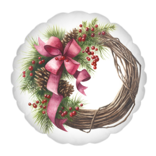 Подушка Christmas wreath