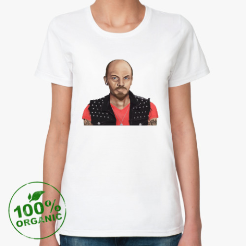 Женская футболка из органик-хлопка Ленин хиппи