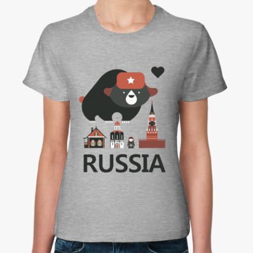 Женская футболка Россия (Russia)