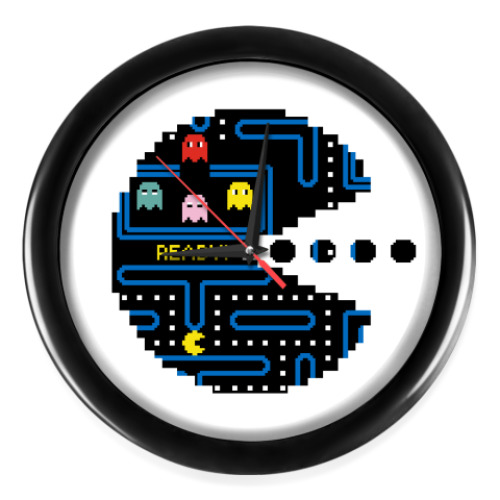 Настенные часы Pac-Man. PacMan. ПакМан. ПакМен. Pixels. Ready!