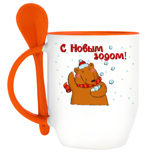 Кружка с ложкой Медведь