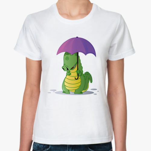 Классическая футболка Крокодильчик с зонтиком