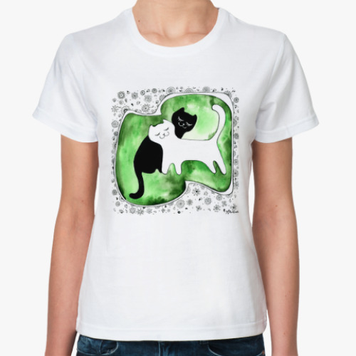 Классическая футболка 'Коты Инь и Янь'