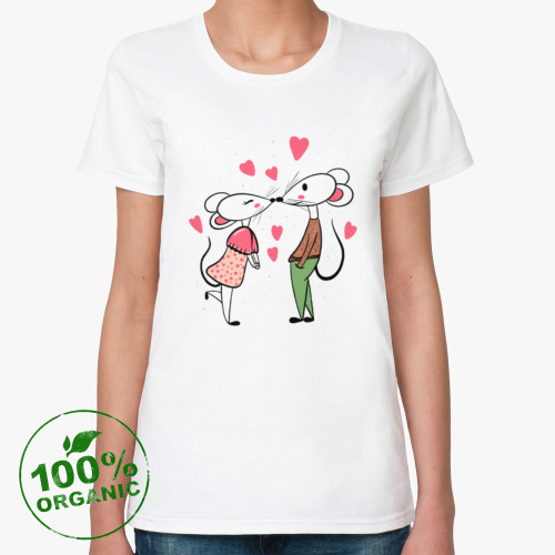Женская футболка из органик-хлопка Влюблённые мышки
