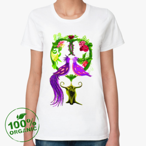 Женская футболка из органик-хлопка Влюбленные птицы
