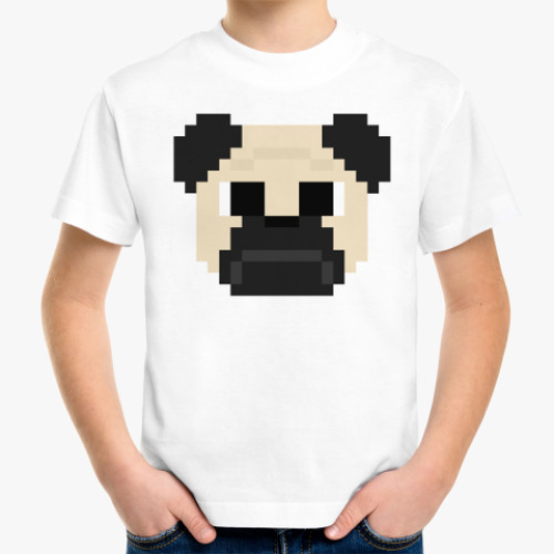 Детская футболка Pixel Pug, пиксельный мопс!