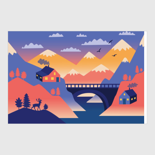 Постер Олень и горы