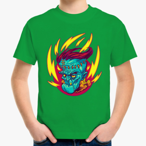 Детская футболка Франкенштейн в огне