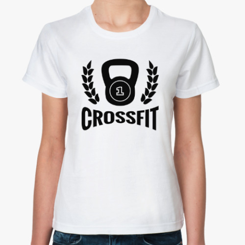 Классическая футболка Кроссфит логотип с гирей