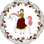 Russian folk flower ornament. Girl and unicorn
