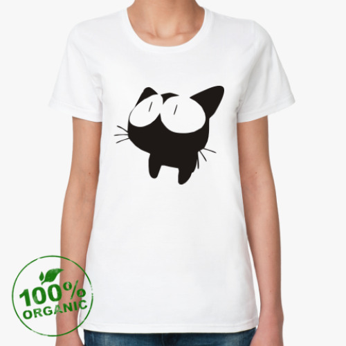 Женская футболка из органик-хлопка Takkun, аниме-кошка