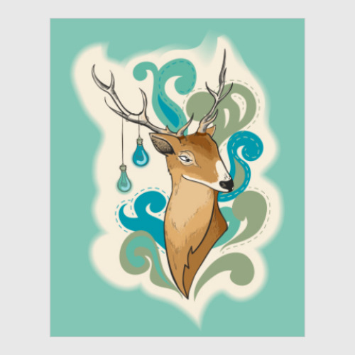 Постер Бирюзовый олень