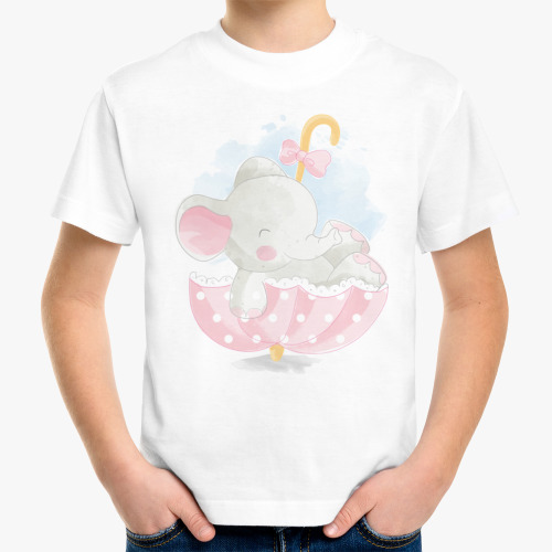 Детская футболка слоненок в зонтике