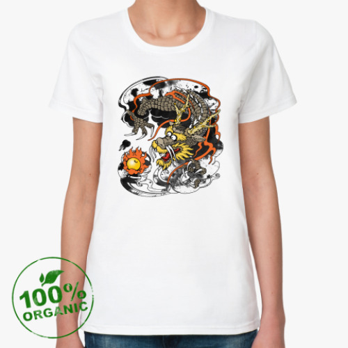 Женская футболка из органик-хлопка Дракон с жемчужиной