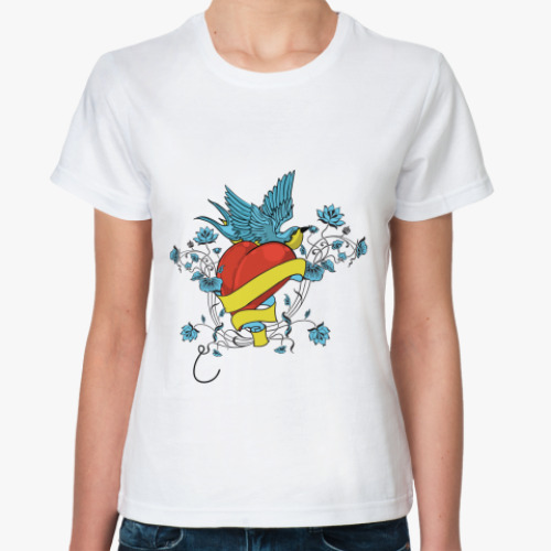 Классическая футболка Сердце и птица