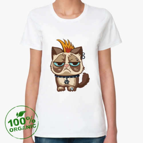 Женская футболка из органик-хлопка Кот Тард (Grumpy Cat) неформал
