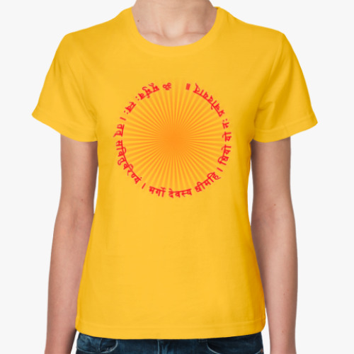 Женская футболка Мантра Гаятри по кругу