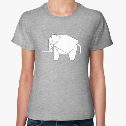 Женская футболка Оригами слон