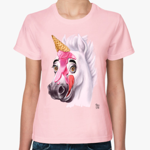 Женская футболка crazy horse или веселый единорог