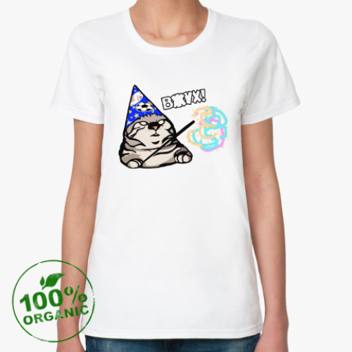 Женская футболка из органик-хлопка Кот Вжух