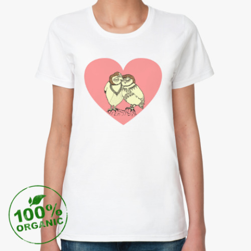 Женская футболка из органик-хлопка Совы в любви
