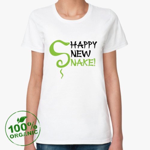 Женская футболка из органик-хлопка Happy new snake!