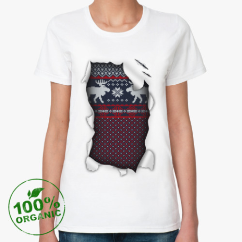 Женская футболка из органик-хлопка  'Вязанный свитер'