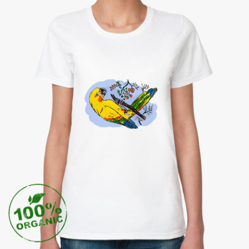 Женская футболка из органик-хлопка Попугай на ветке