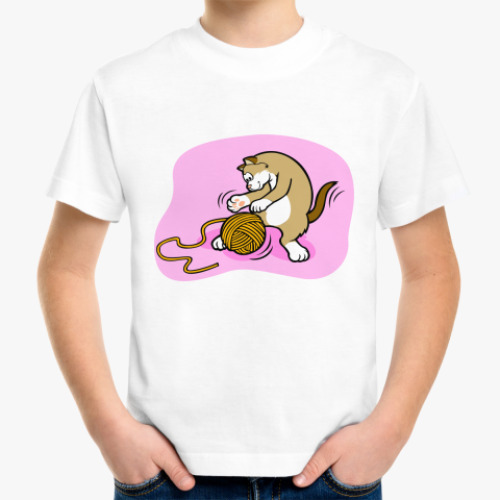 Детская футболка Кот с клубочком
