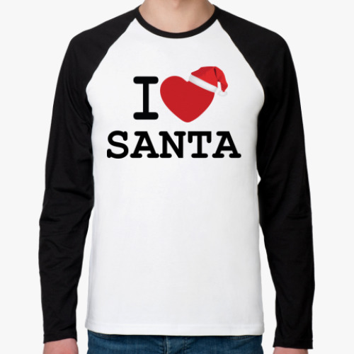 Футболка реглан с длинным рукавом Новогодний принт I Love Santa