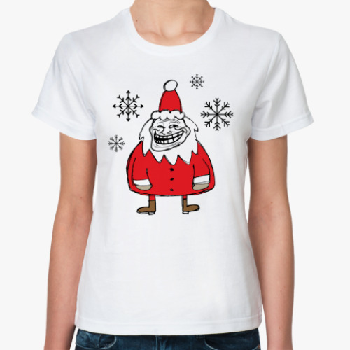 Классическая футболка Trollface Santa