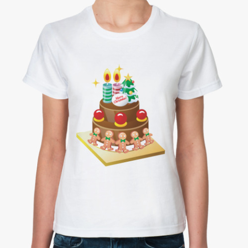 Классическая футболка Рождественский торт
