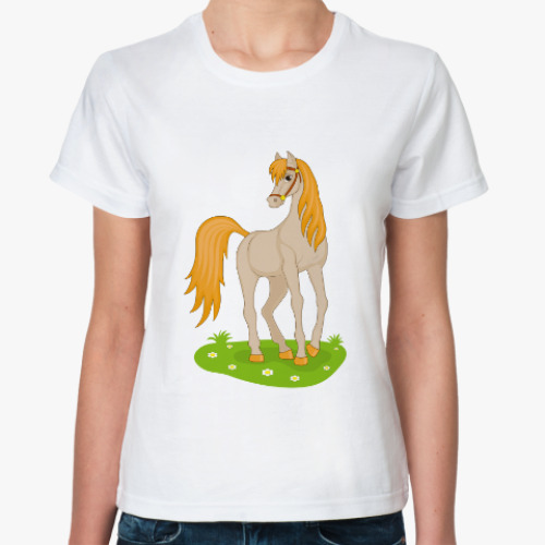 Классическая футболка Лошадь с золотой гривой