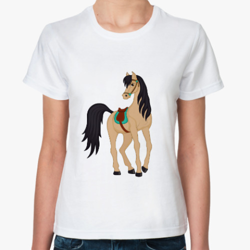 Классическая футболка cartoon buckskin horse